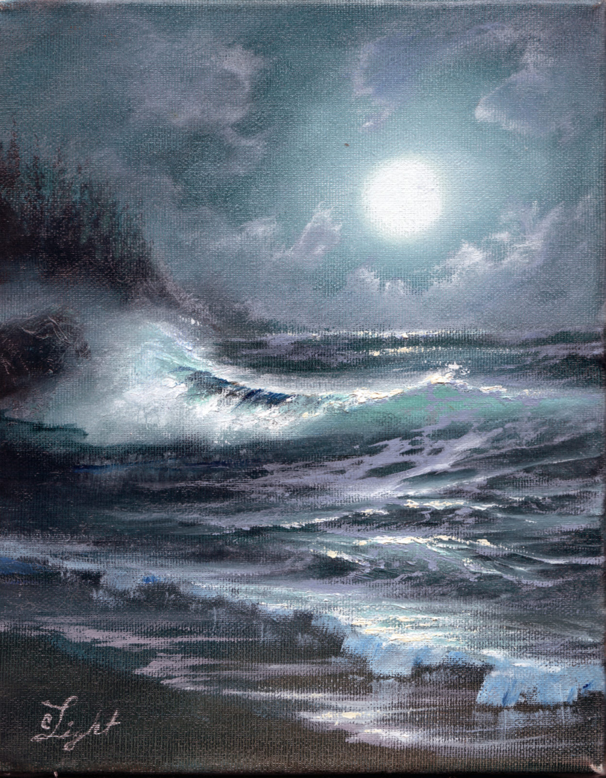 Magic in the Moonlight - oil, in Seascape Paintings in Moonlight